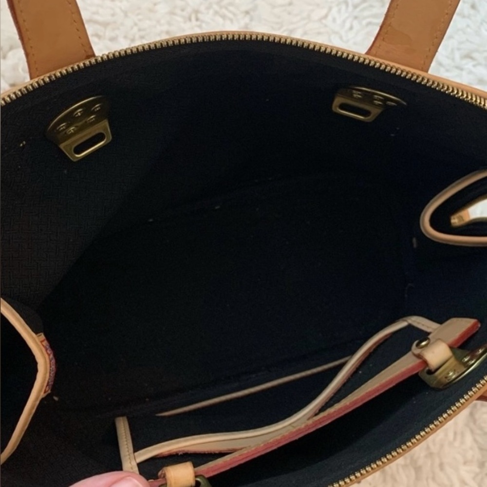 Dooney & Bourke Black Tan Leather Satchel Crossbody Shoulder Bag - Picture 9 of 12